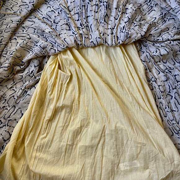 NWT Frame Malibu Yellow Python Print Cross Back Maxi Dress - Picture 11 of 15